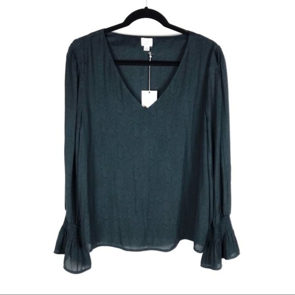 a new day Tops - A New Day Blue Green Snake Print Blouse
